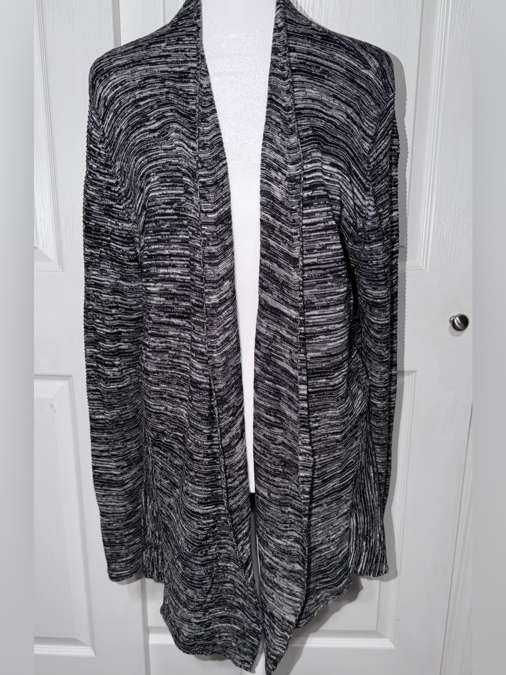 Eileen Fisher Silk & Organig Marled Open-Front Cardigan Sweater-Size Large